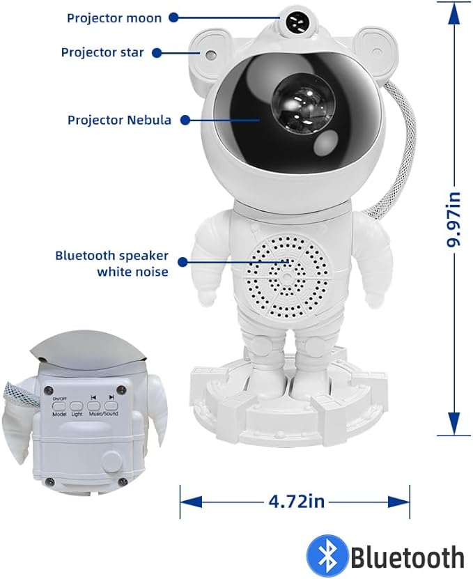 Proyector Astronauta de Galaxia Con parlante bluetooth