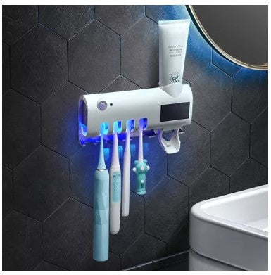 Porta Cepillo Esterilizador Uv Elimina Bacterias Dentales Color Blanco