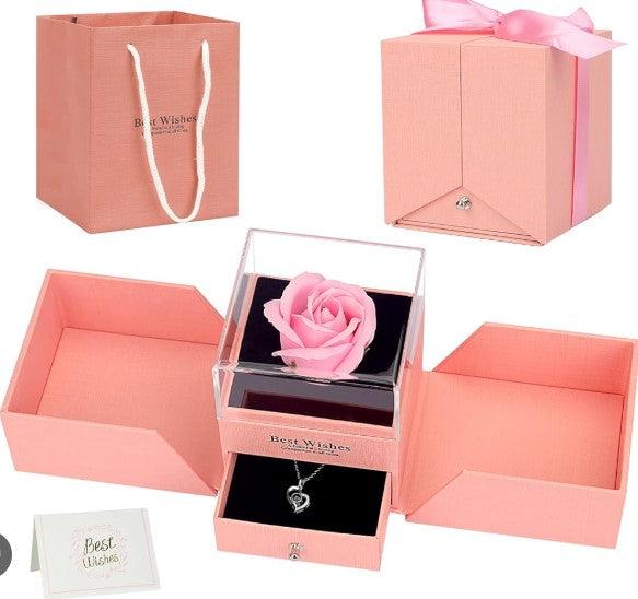 CAJA DE ROSA ETERNA AROMATICA PARA JOYERIA