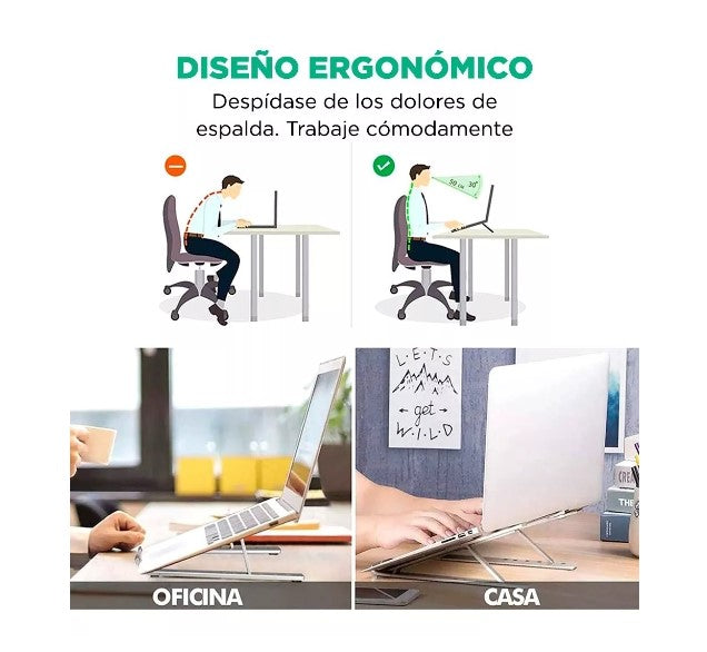 Soporte Aluminio Plegable Laptop Premium Portatil Multifuncion